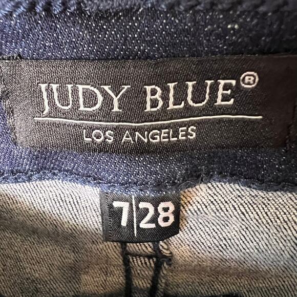 Judy Blue Jeans Womens Size 7/28 Dark Wash Skinny Fit Distressed Cotton Blend - Picture 2 of 16